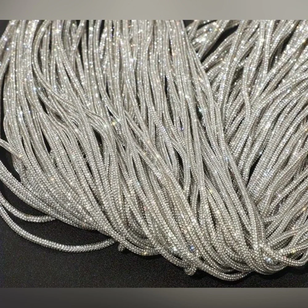 Silver Clear 4mm Rhinestone Trim For Clothing, Jewelry, Home & Crafts 1 Yard